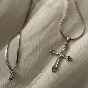 Gorgeous Silver Chain w Sterling CrossCZ Bagets Diamonds/929 FAS Expensive chain